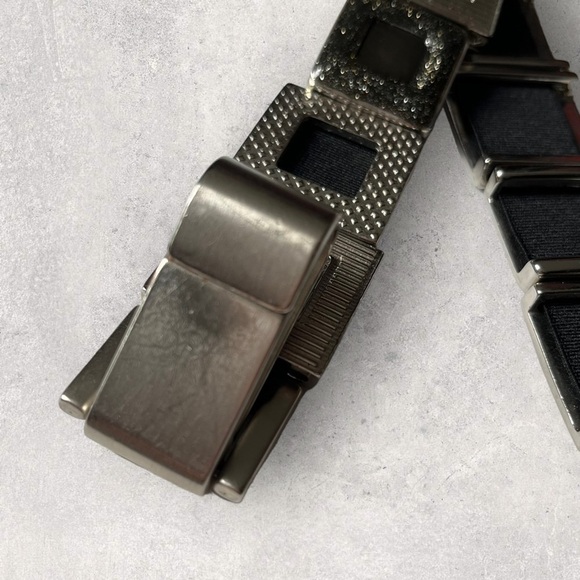 Y2K Metal Geometric Links Belt Carabiner O ring Buckle Stretchy Glitter Silver M main image 6